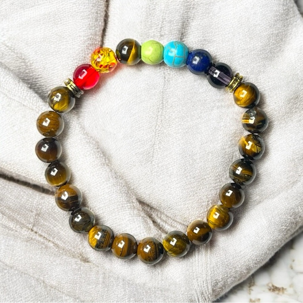 Tigers Eye Chakra Beaded Bracelet
